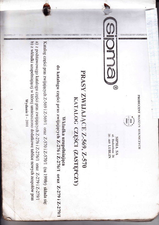 Sipma Z-569_Z-570 Parts manual catalog PDF Download