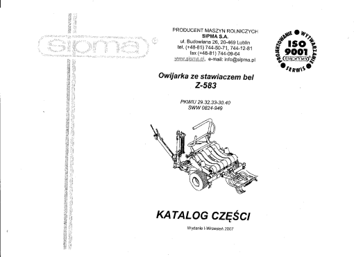 Sipma Z-583 Parts manual catalog PDF Download