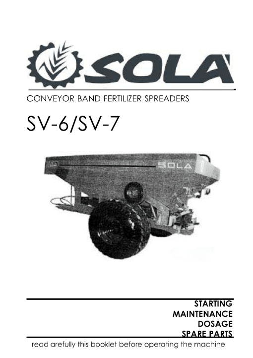 Sola Sola SV6 Parts manual catalog PDF Download