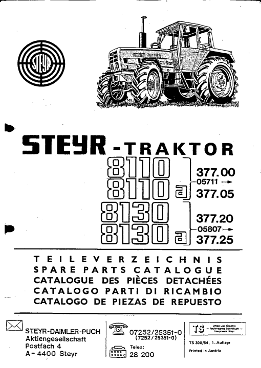 Steyr 8110_8110_A_8130_8130_A Parts manual catalog PDF Download