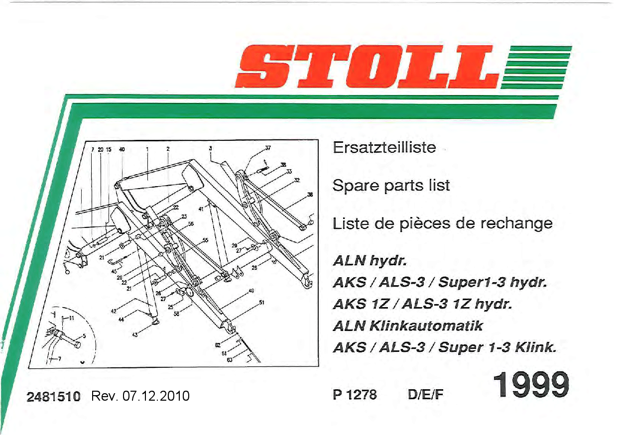 Stoll ALN-AKS-ALN-Super1_P1278Kompakt Parts manual catalog PDF Download