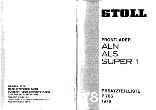 Stoll ALN-ALS-Super1-Festanbau_ab_Bj__1978Kompakt Parts manual catalog PDF Download