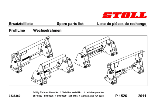 Stoll Wechselrahmen_P1526-11REV01 Profiline Parts manual catalog PDF Download