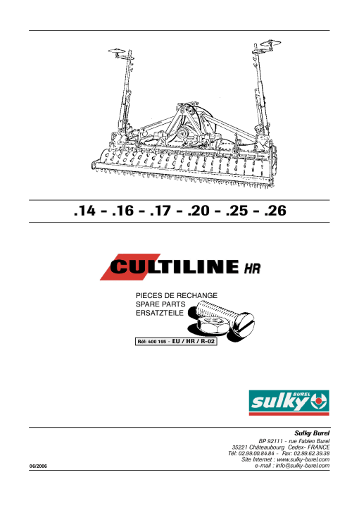 Sulky Cultile_HR Parts manual catalog PDF Download