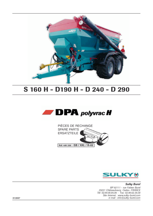 Sulky DPA_Polyvrac_H Parts manual catalog PDF Download
