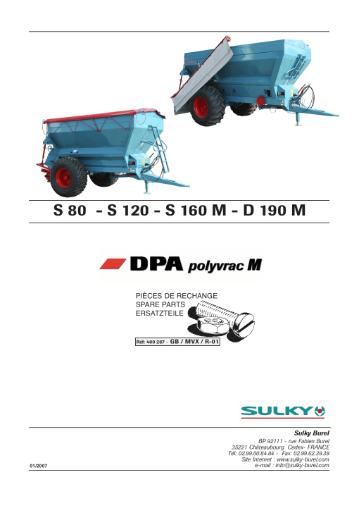 Sulky DPA_Polyvrac_M Parts manual catalog PDF Download