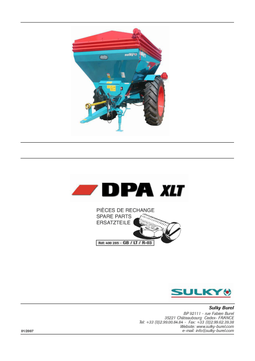 Sulky DPA_XLT Parts manual catalog PDF Download