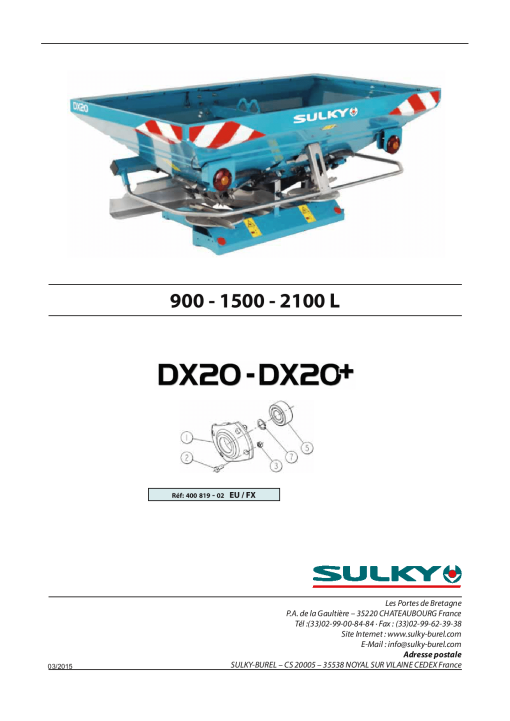 Sulky DX20 Parts manual catalog PDF Download
