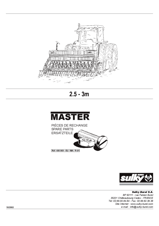 Sulky Master Parts manual catalog PDF Download