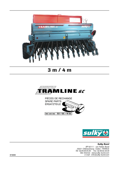 Sulky Tramline_GC Parts manual catalog PDF Download