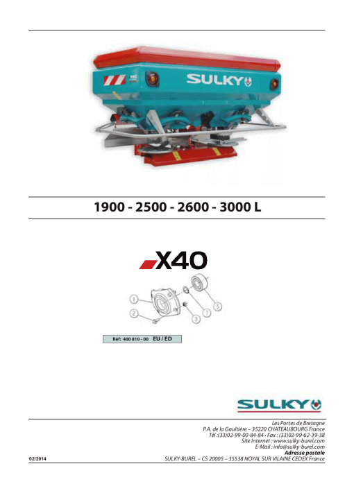 Sulky X40 Parts manual catalog PDF Download