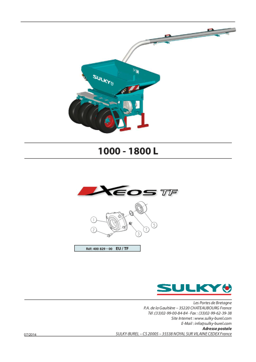 Sulky Xeos_TF Parts manual catalog PDF Download