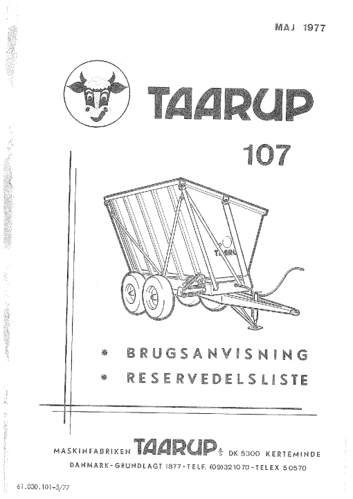 Taarup 107 Loader_wagon Parts manual catalog PDF Download