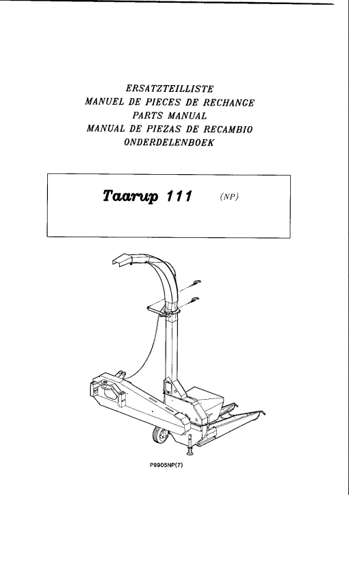 Taarup 111 Mower Parts manual catalog PDF Download