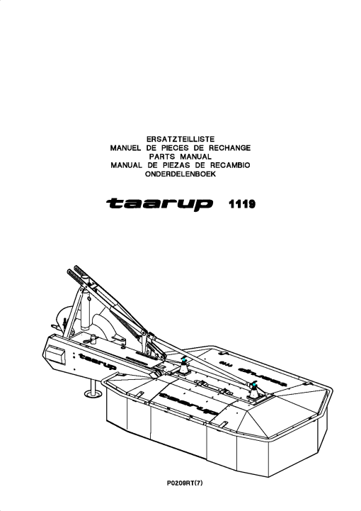 Taarup 1119 Mower Parts manual catalog PDF Download