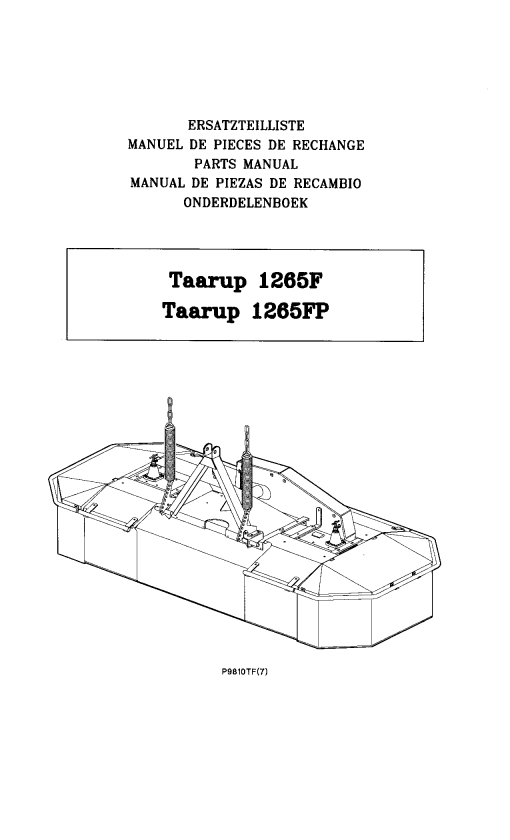 Taarup 1265F_1265FP Mower Parts manual catalog PDF Download