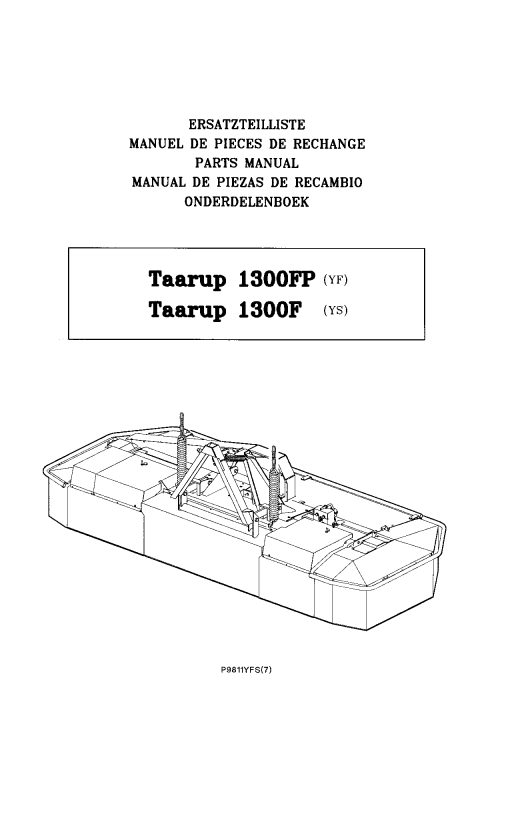 Taarup 1300F_1300FP Mower Parts manual catalog PDF Download