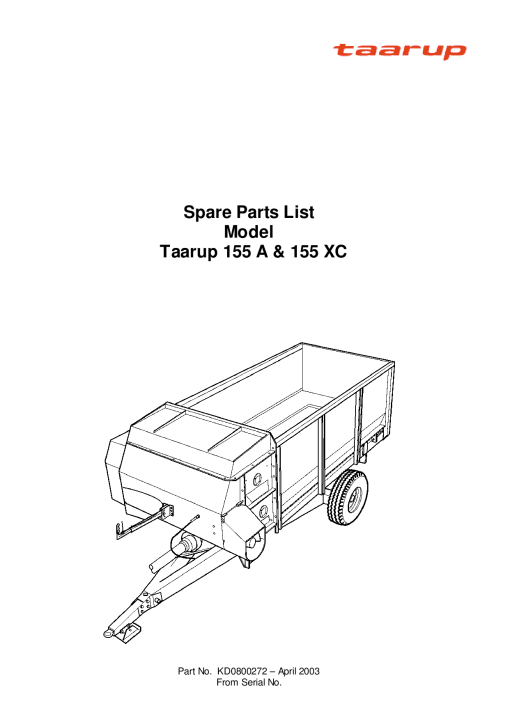 Taarup 155_155XC Feeding Parts manual catalog PDF Download
