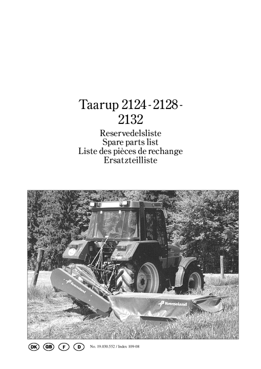 Taarup 2124_2128_2132 Mower Parts manual catalog PDF Download