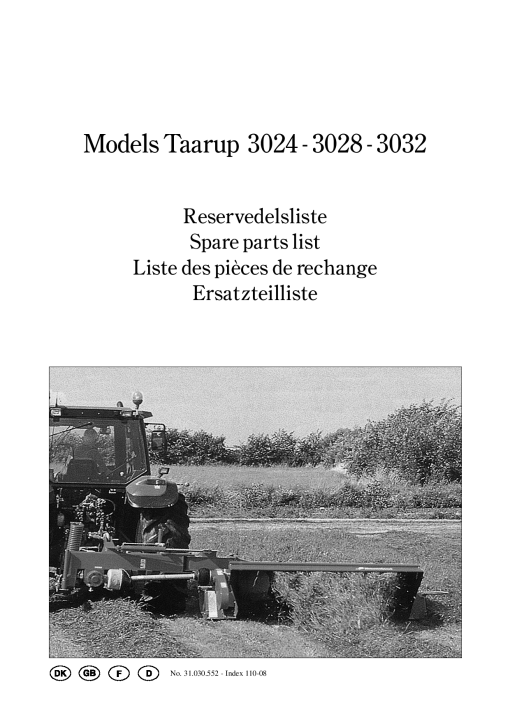 Taarup 3024_3028_3032 Mower Parts manual catalog PDF Download
