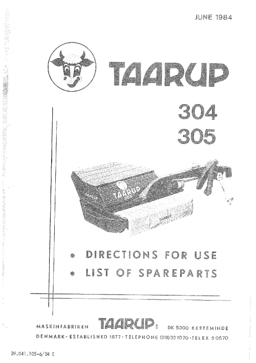 Taarup 304_305 Mower Parts manual catalog PDF Download