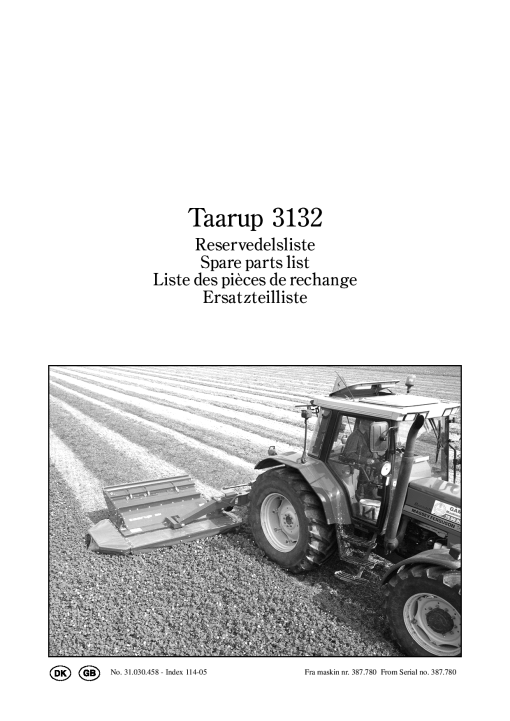Taarup 3132 Mower Parts manual catalog PDF Download