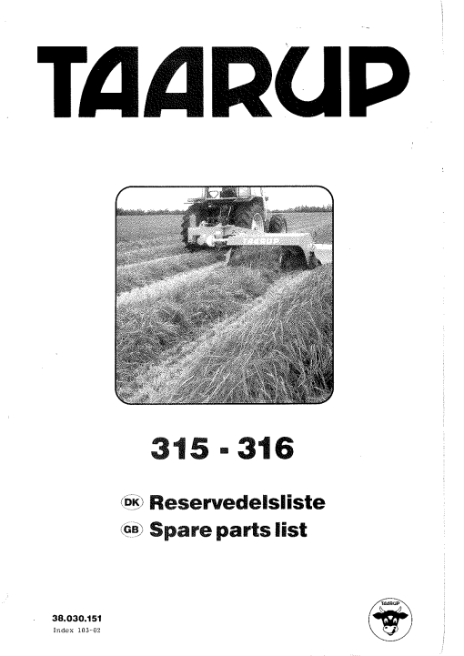 Taarup 315_316 Mower Parts manual catalog PDF Download