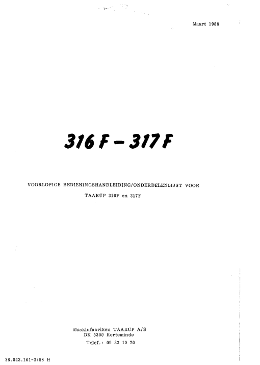 Taarup 316F_317F Mower Parts manual catalog PDF Download