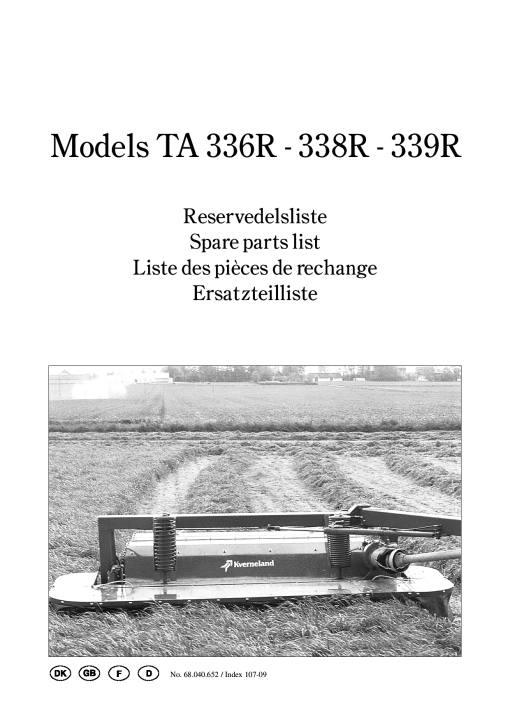 Taarup 336R_338R_339R Mower Parts manual catalog PDF Download