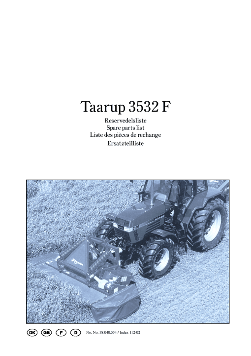 Taarup 3532F Mower Parts manual catalog PDF Download