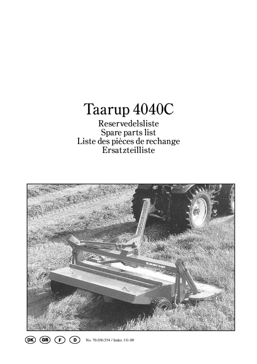 Taarup 4040C Mower Parts manual catalog PDF Download