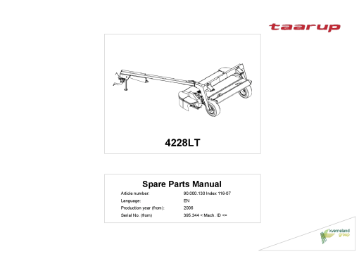 Taarup 4228LT Mower Parts manual catalog PDF Download