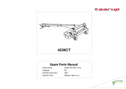 Taarup 4236CT Mower Parts manual catalog PDF Download