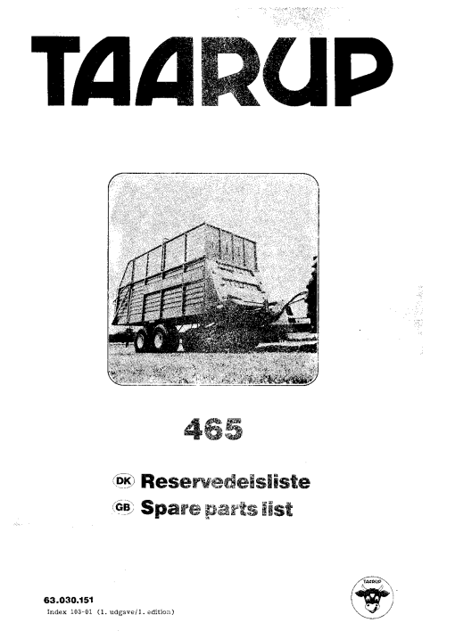 Taarup 465 Loader_wagon Parts manual catalog PDF Download
