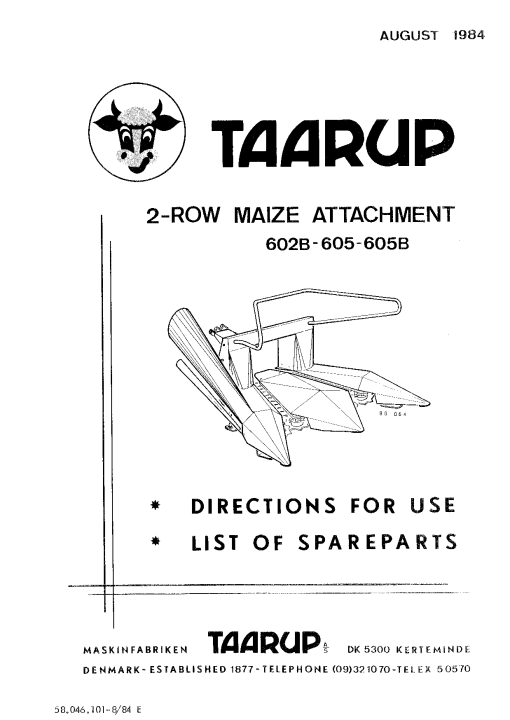 Taarup 602B_605_605B Forage_harvester Parts manual catalog PDF Download