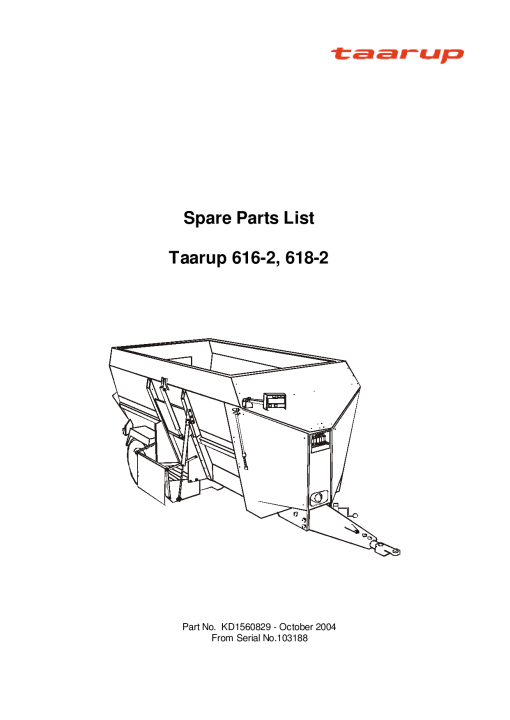 Taarup 616-2_618-2 Feeding Parts manual catalog PDF Download