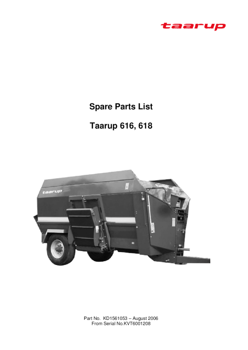 Taarup 616_618 Feeding Parts manual catalog PDF Download