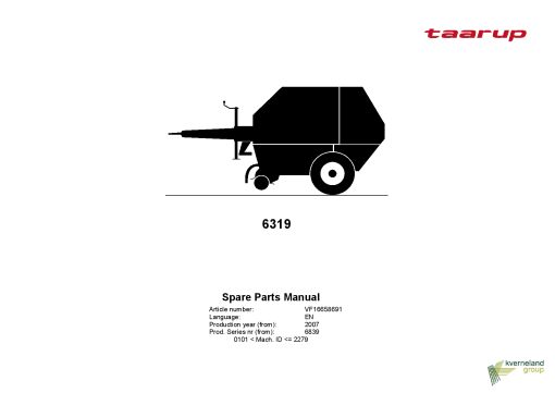 Taarup 6319Baler Parts manual catalog PDF Download