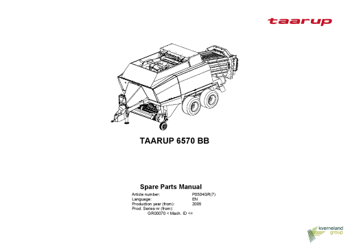 Taarup 6570Baler Parts manual catalog PDF Download