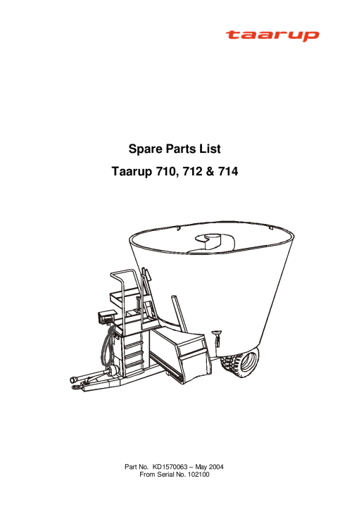 Taarup 710_712_714 Feeding Parts manual catalog PDF Download