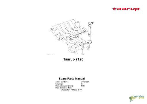 Taarup 7120 Bale wrapper Parts manual catalog PDF Download