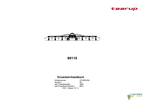 Taarup 80110 Rakes_and_tedders Parts manual catalog PDF Download