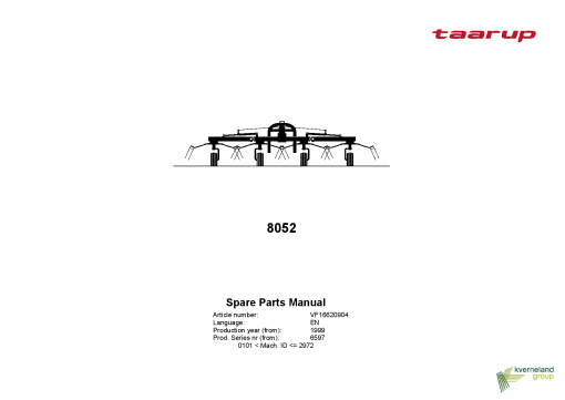 Taarup 8052 Rakes_and_tedders Parts manual catalog PDF Download