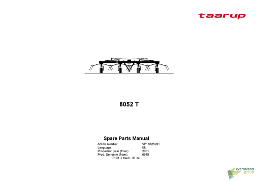 Taarup 8052T Rakes_and_tedders Parts manual catalog PDF Download