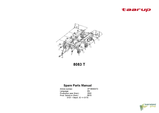 Taarup 8083T Rakes_and_tedders Parts manual catalog PDF Download