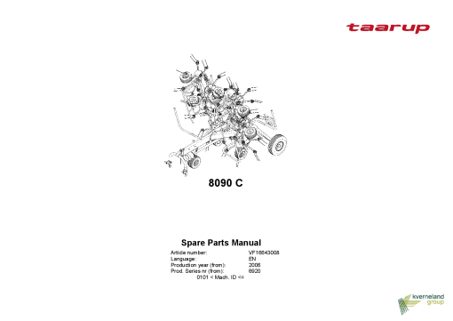 Taarup 8090C Rakes_and_tedders Parts manual catalog PDF Download