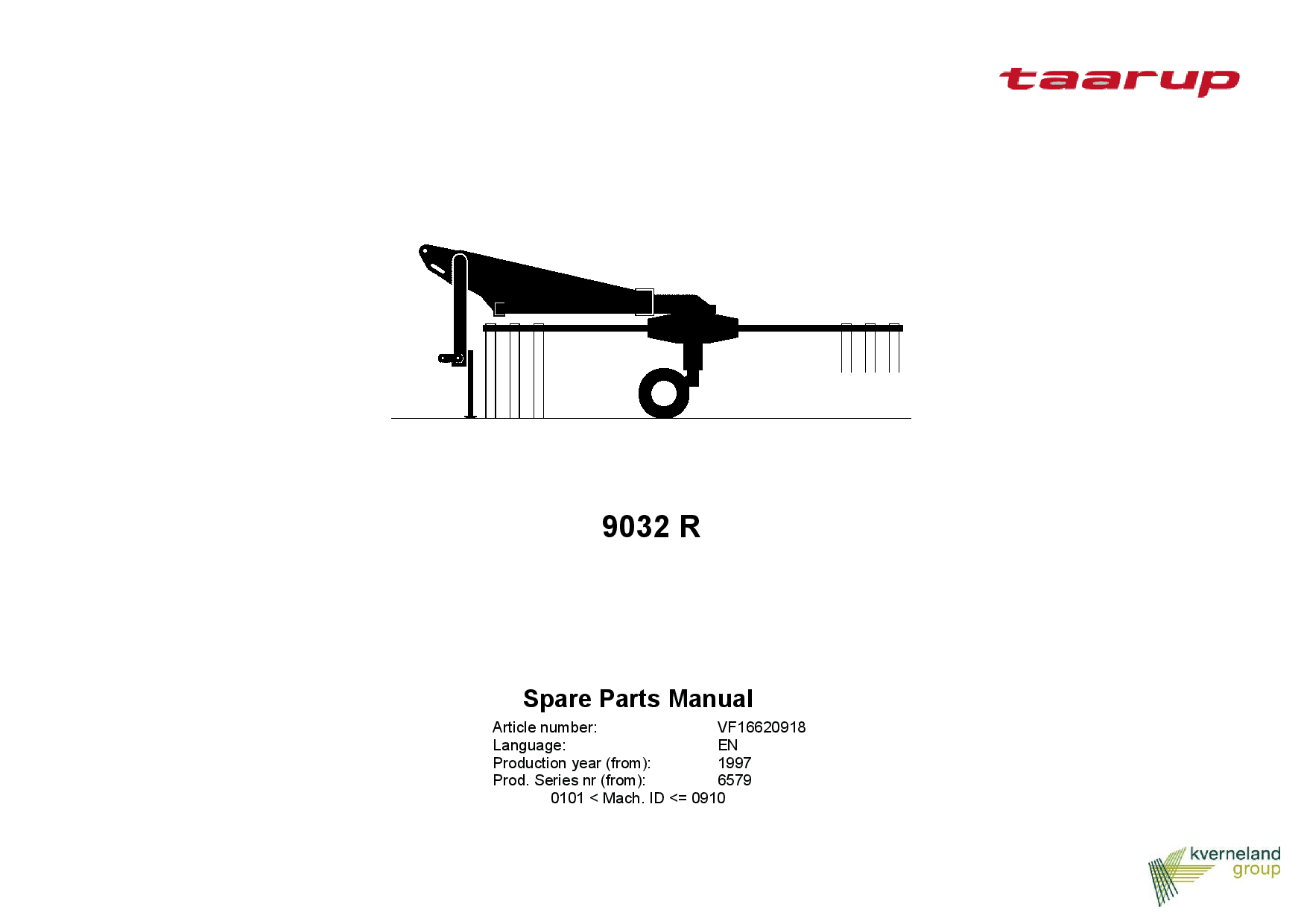 Taarup 9032R Rakes_and_tedders Parts manual catalog PDF Download
