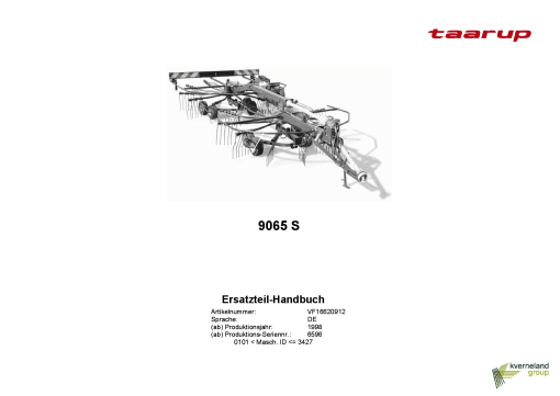 Taarup 9065S Rakes_and_tedders Parts manual catalog PDF Download