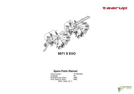 Taarup 9071S_Evo Rakes_and_tedders Parts manual catalog PDF Download