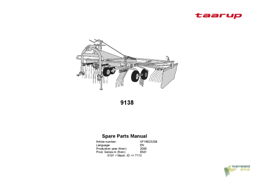 Taarup 9138 Rakes_and_tedders Parts manual catalog PDF Download
